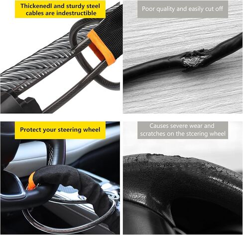 قفل عجلة القيادة العالمي من MaySpare، قفل حزام الأمان، جهاز مضاد للسرقة للسيارات، قوي ومتين، يناسب معظم السيارات والشاحنات وسيارات الدفع الرباعي وعربات الجولف in Kuwait