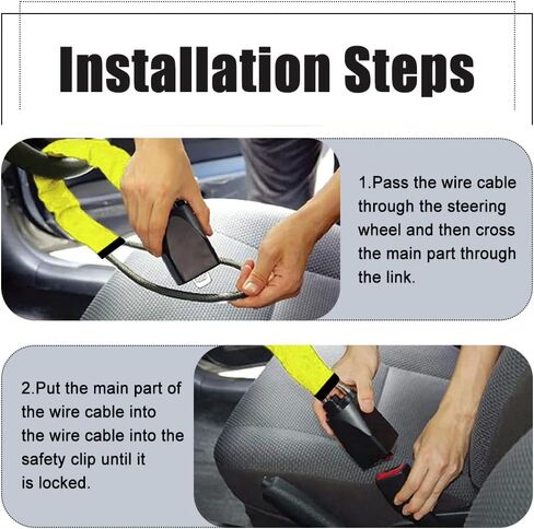 قفل عجلة القيادة، جهاز مضاد للسرقة، قفل حزام الأمان، جهاز مع قفل قابل للتعديل، ملحقات السيارة الداخلية، أجهزة قفل أمان ضد السرقة، تناسب معظم المركبات وسيارات الدفع الرباعي in Kuwait