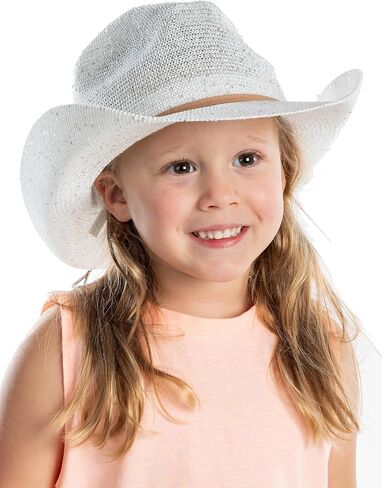 Funky Junque Kids Cowboy Hat Adjustable Toddler Sun Hat Straw Beach Mini Western Cowgirl Hat Girls Boys 3-10 Years in Saudi Arabia