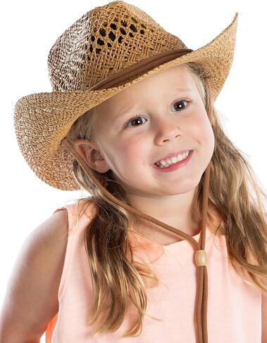 Funky Junque Kids Cowboy Hat Adjustable Toddler Sun Hat Straw Beach Mini Western Cowgirl Hat Girls Boys 3-10 Years in Saudi Arabia