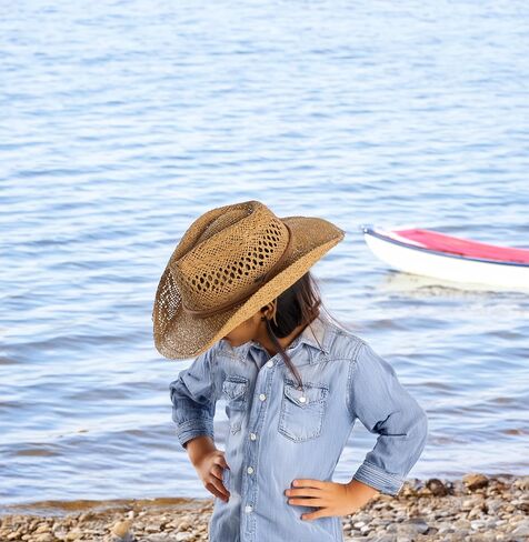 Funky Junque Kids Cowboy Hat Adjustable Toddler Sun Hat Straw Beach Mini Western Cowgirl Hat Girls Boys 3-10 Years in Saudi Arabia