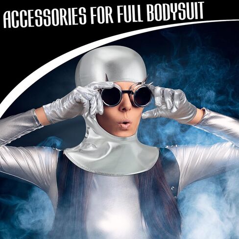2 Pcs Halloween Open Face Mask and Gloves Costume Halloween Cosplay Set Masquerade Mask for Women Men with Gloves (Silver, PU Leather) in Saudi Arabia