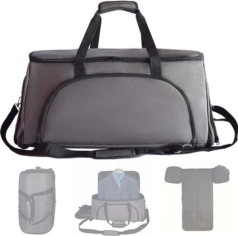 Convertible Duffle Garment Bag, 4 in 1 Garment Bag with Shoulder Strap, Garment Duffle Bags for Travel, Carry on Garment Duffel Bag for Men, Foldable Duffel Suit Bag for Business, Light Grey in Saudi Arabia