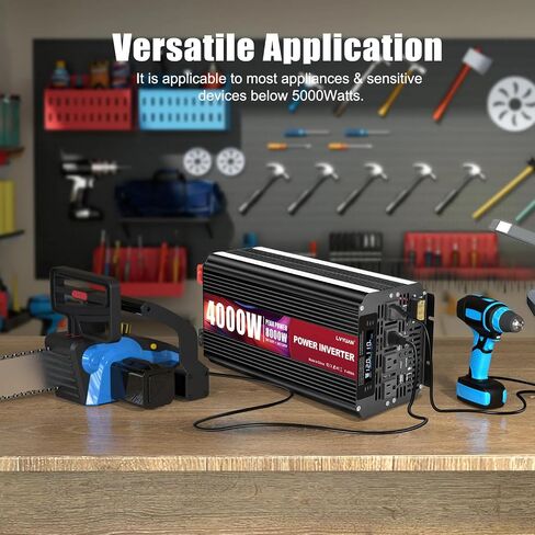 LVYUAN 3000 Watt Power Inverter 12V to 110V 120V DC to AC with 4 AC Outlets, LCD Display, USB Port & Remote Control for Home, RV, Vehicle, Truck, Off-Grid Solar System, Heavy Duty Outdoor Camping in Saudi Arabia