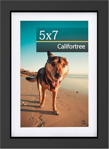 إطار صورة 5x7 - عرض صور 4x6 مع حصيرة أو 5x7 بدون حصيرة - تثبيت على الحائط أو سطح الطاولة، أسود، عبوة واحدة in Kuwait