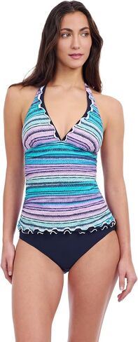 Profile by Gottex Harmony Blue Women’s Ruffle Trim Halter Tankini Bathing Suit Top Swim Essential - Stylish Beachwear in Saudi Arabia