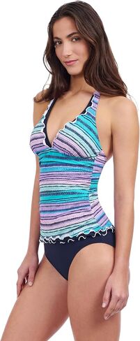 Profile by Gottex Harmony Blue Women’s Ruffle Trim Halter Tankini Bathing Suit Top Swim Essential - Stylish Beachwear in Saudi Arabia