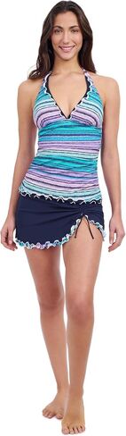 Profile by Gottex Harmony Blue Women’s Ruffle Trim Halter Tankini Bathing Suit Top Swim Essential - Stylish Beachwear in Saudi Arabia