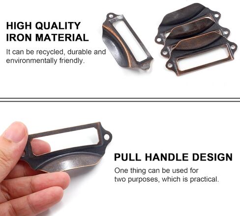 30Pcs Antique Copper Frame Tag Label Holder Office Library File Drawer Tag, Metal Vintage Cabinet Label Card Pull Handles with Screws for Furniture in Kuwait