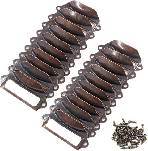 30Pcs Antique Copper Frame Tag Label Holder Office Library File Drawer Tag, Metal Vintage Cabinet Label Card Pull Handles with Screws for Furniture in Kuwait
