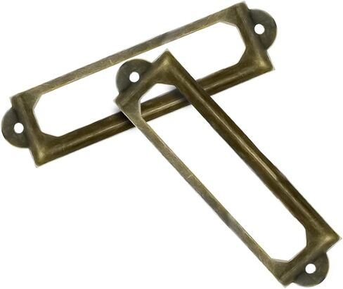 30 قطعة من حامل الملصقات العتيقة باللون البرونزي حامل ملصقات درج الملفات وأرفف خزانة بطاقات الاسم المعدنية مع مسامير لأرفف خزانة المكتب ودرج المكتبة (60 × 17 مم) in Kuwait