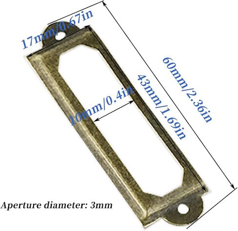30 قطعة من حامل الملصقات العتيقة باللون البرونزي حامل ملصقات درج الملفات وأرفف خزانة بطاقات الاسم المعدنية مع مسامير لأرفف خزانة المكتب ودرج المكتبة (60 × 17 مم) in Kuwait
