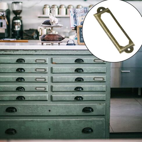 30 قطعة من حامل الملصقات العتيقة باللون البرونزي حامل ملصقات درج الملفات وأرفف خزانة بطاقات الاسم المعدنية مع مسامير لأرفف خزانة المكتب ودرج المكتبة (60 × 17 مم) in Kuwait