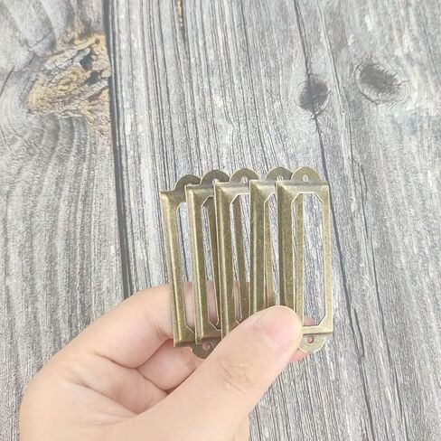 30 قطعة من حامل الملصقات العتيقة باللون البرونزي حامل ملصقات درج الملفات وأرفف خزانة بطاقات الاسم المعدنية مع مسامير لأرفف خزانة المكتب ودرج المكتبة (60 × 17 مم) in Kuwait