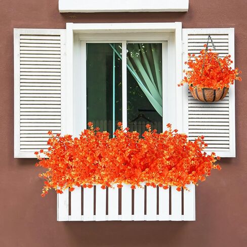Sggvecsy 12 Bundles Artificial Flower Fall Eucalyptus Plants Fake Bushes Boxwood Shrubs Outdoor Greenery UV Resistant Faux Plastic Plants for Home Garden Indoor Fall Thanksgiving Autumn Decor (Fall) in Saudi Arabia