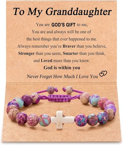 Tarsus Granddaughter Cross Bracelet, Granddaughter Gifts from Grandma, Birthday Christmas Stocking Stuffers for Granddaughter Teens Girls in Saudi Arabia