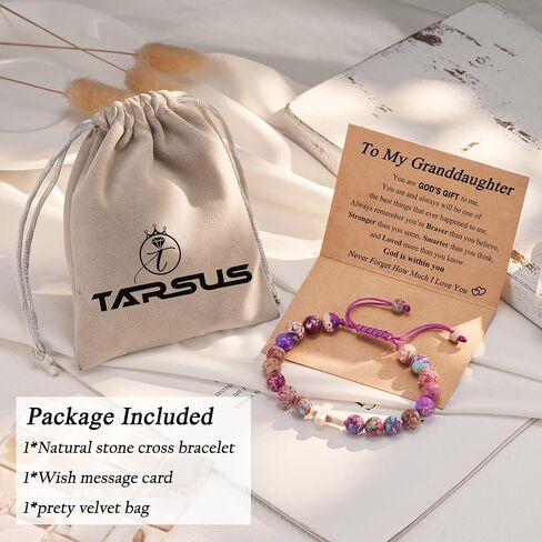 Tarsus Granddaughter Cross Bracelet, Granddaughter Gifts from Grandma, Birthday Christmas Stocking Stuffers for Granddaughter Teens Girls in Saudi Arabia