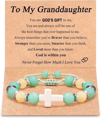 Tarsus Granddaughter Cross Bracelet, Granddaughter Gifts from Grandma, Birthday Christmas Stocking Stuffers for Granddaughter Teens Girls in Saudi Arabia