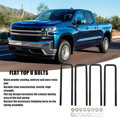 Rear Axle U Bolts Kit,12in Black Bend Suspension U Bolts Nuts Gaskets Kit Steel Replacement for / 1500 1999?2010 in Saudi Arabia