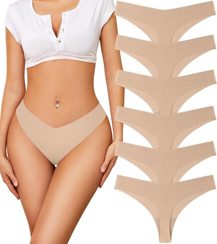 Seamless Underwear For Womens Thongs 6 Pack No Show Sexy Thongs Seamless Stretch Breathable Invisible Women Panties in Saudi Arabia
