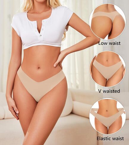 Seamless Underwear For Womens Thongs 6 Pack No Show Sexy Thongs Seamless Stretch Breathable Invisible Women Panties in Saudi Arabia