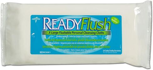 Medline MSC263811 Readyflush Biodegradable Flushable Wipes, Pack of 576, 9 ft. x 13 Inch,Dimethicone in Saudi Arabia
