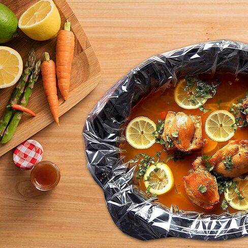 بطانات للطهي البطيء، حقيبة طبخ للاستعمال مرة واحدة مقاس 13 × 21 بوصة، حقيبة بلاستيكية سهلة التنظيف، عبوتان خاليتان من مادة BPA (20 كيسًا) in Kuwait