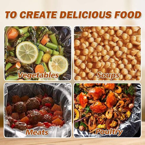 بطانات للطهي البطيء، حقيبة طبخ للاستعمال مرة واحدة مقاس 13 × 21 بوصة، حقيبة بلاستيكية سهلة التنظيف، عبوتان خاليتان من مادة BPA (20 كيسًا) in Kuwait