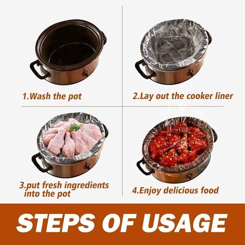 بطانات للطهي البطيء، حقيبة طبخ للاستعمال مرة واحدة مقاس 13 × 21 بوصة، حقيبة بلاستيكية سهلة التنظيف، عبوتان خاليتان من مادة BPA (20 كيسًا) in Kuwait