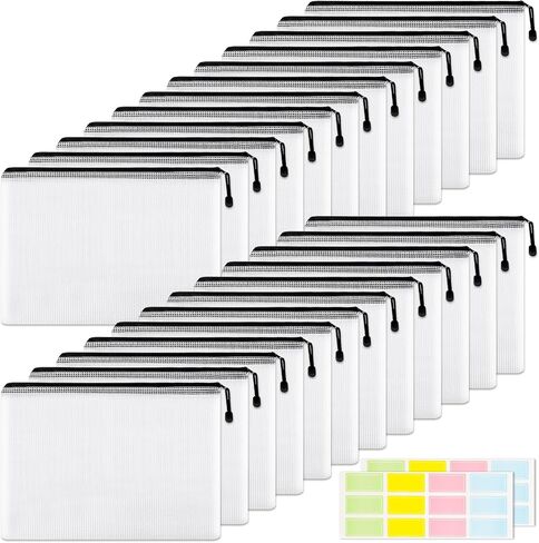 EOOUT 24pcs A3 Mesh Zipper Pouch Bags, 8 Colors Reusable Zipper Bags for Organizing Storage, Waterproof Puzzle Bag, Zipper Bags for Board Game Storage and School Office Supplies in Saudi Arabia