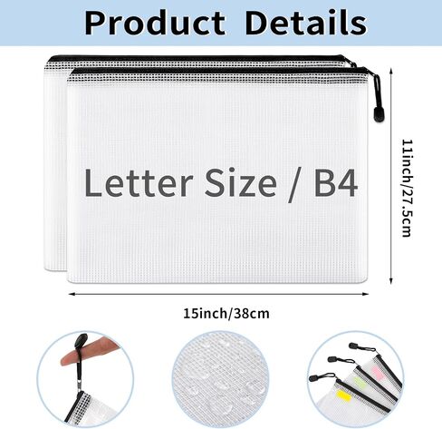 EOOUT 24pcs A3 Mesh Zipper Pouch Bags, 8 Colors Reusable Zipper Bags for Organizing Storage, Waterproof Puzzle Bag, Zipper Bags for Board Game Storage and School Office Supplies in Saudi Arabia