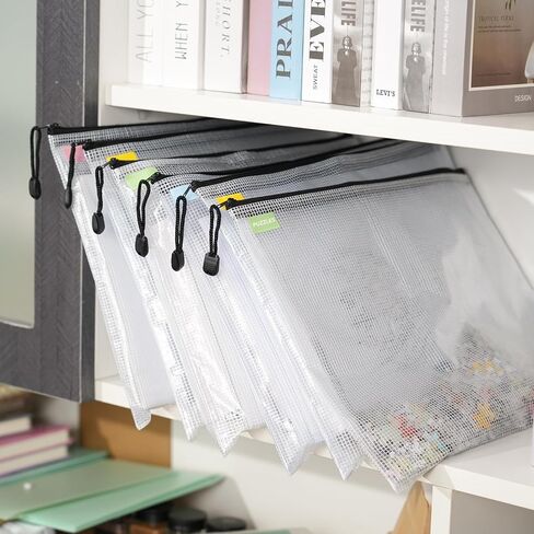 EOOUT 24pcs A3 Mesh Zipper Pouch Bags, 8 Colors Reusable Zipper Bags for Organizing Storage, Waterproof Puzzle Bag, Zipper Bags for Board Game Storage and School Office Supplies in Saudi Arabia
