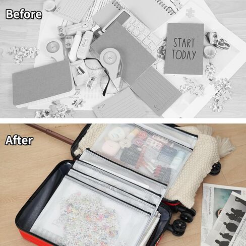 EOOUT 24pcs A3 Mesh Zipper Pouch Bags, 8 Colors Reusable Zipper Bags for Organizing Storage, Waterproof Puzzle Bag, Zipper Bags for Board Game Storage and School Office Supplies in Saudi Arabia