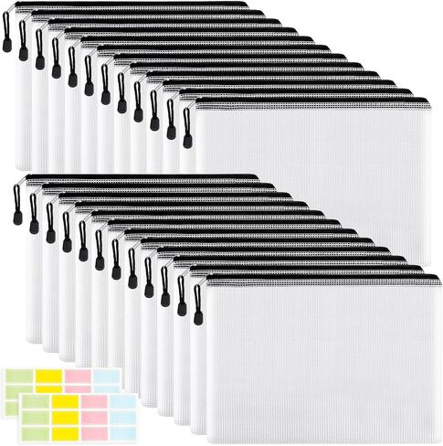 EOOUT 24pcs A3 Mesh Zipper Pouch Bags, 8 Colors Reusable Zipper Bags for Organizing Storage, Waterproof Puzzle Bag, Zipper Bags for Board Game Storage and School Office Supplies in Saudi Arabia