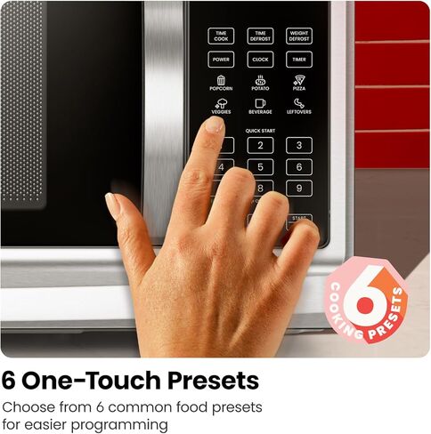 Chefman Countertop Microwave Oven 1.1 Cu. Ft. Digital Stainless Steel Microwave 1000 Watts with 6 Auto Menus, 10 Power Levels, Eco Mode, Memory, Mute Function, Child Safety Lock, Easy Clean in Kuwait