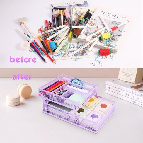 Foldable Desk Drawer Organizer, Double - Layer Mesh Desk Organizer Tray for Office Supplies, Bathroom, Kitchen, Makeup, Vanity (Foldable-Black) in Saudi Arabia