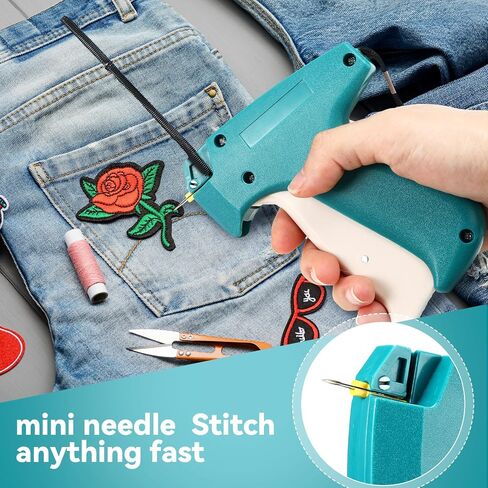 2 Pack Fine Stitch Gun for Clothes, Micro Mini Tagging Stitch Gun Kit Stitch Quick Clothing Fixer Gun Sewing Quilting Hemming Quick Stitch Tag Gun with 4 Needle(Green) in Saudi Arabia