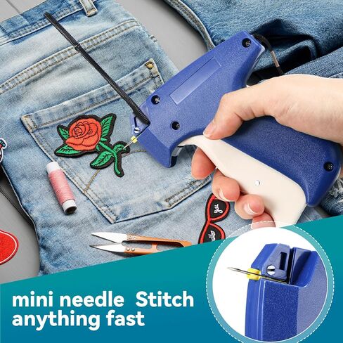 2 حزمة من مسدس الغرز الدقيقة للملابس، مجموعة مسدس غرز صغيرة صغيرة الحجم لتثبيت الملابس السريعة، مسدس خياطة اللحف، خياطة سريعة مع 4 إبر (أخضر) in Kuwait