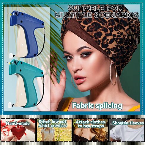 2 حزمة من مسدس الغرز الدقيقة للملابس، مجموعة مسدس غرز صغيرة صغيرة الحجم لتثبيت الملابس السريعة، مسدس خياطة اللحف، خياطة سريعة مع 4 إبر (أخضر) in Kuwait