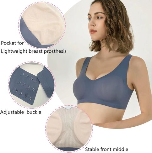 Seamless Mastectomy Bra Post surgery Bra with Pockets for Breast prosthesis Breast form Bralette Daily Bra BG38/XL in Saudi Arabia