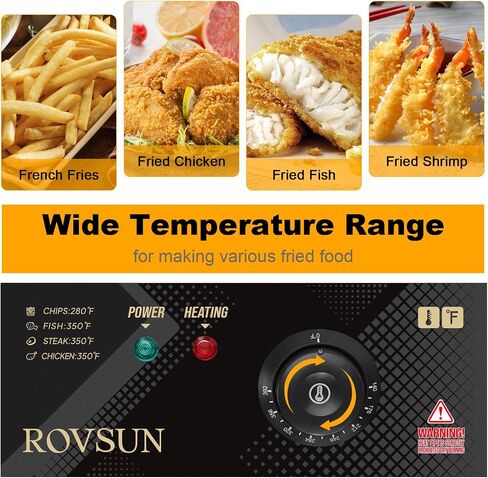 ROVSUN 22.8QT/21.6L Electric Deep Fryer, Commercial Deep Fryer with Baskets Lids Countertop, Stainless Steel Dual Tank Kitchen Fat Fryer Frying Machine for French Fries Donuts, Adjustable Temp, 3400W in Kuwait