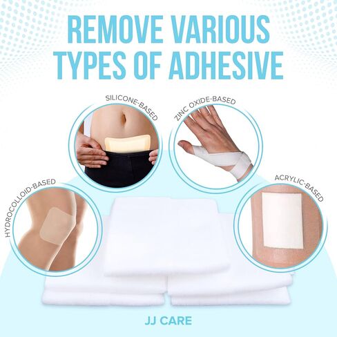 JJ CARE Adhesive Remover Wipes [Pack of 100] 6"x7" Large Stoma Wipes - Medical Adhesive Remover Wipes - Sting Free Adhesive Remover Wipes for Skin Ostomy, Stoma, Colostomy Devices and Dressings in Saudi Arabia