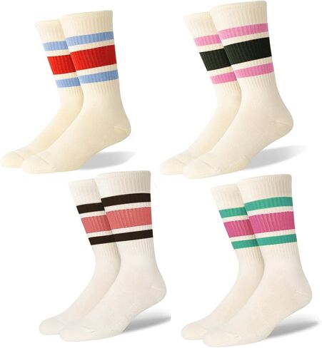 Funny Novelty Socks For Women Striped Retro Crew Socks Sporty Mid Calf Socks Casual Cotton Socks Women in Saudi Arabia