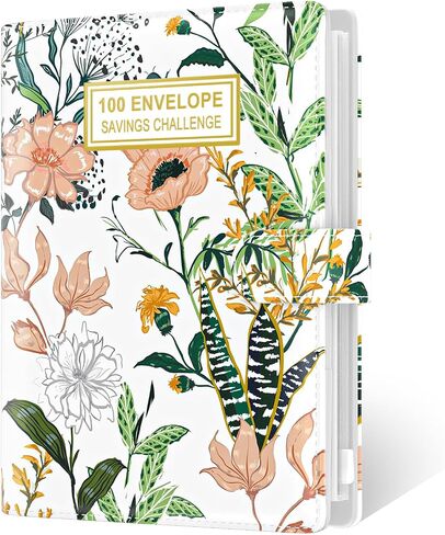 Rnivvi 100 Envelopes Money Saving Challenge Budget Binder, A5 Challenges Book with Cash Envelopes & Laminated Tracker, Cute Envelope Binder Kit for Women Men, Budgeting Planner to Save $5,050, White in Saudi Arabia