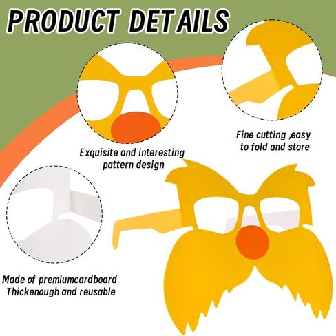 24 قطعة من النظارات الورقية الصفراء للهالوين مع الشارب والحواجب نظارات ورقية للرجال والنساء ملابس تنكرية in Kuwait