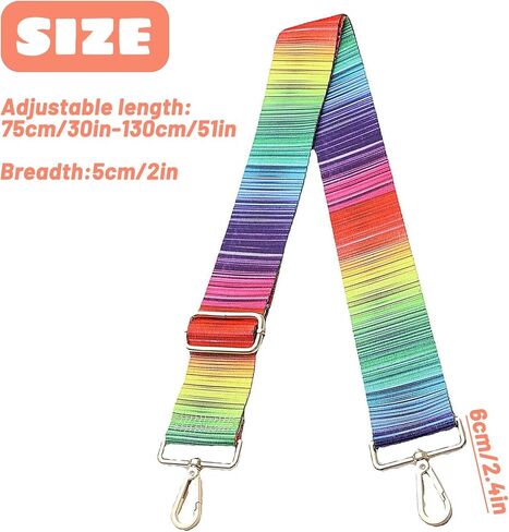 حزام محفظة أنيق بألوان قوس قزح، أحزمة بديلة لحقيبة كروس، 2 بوصة أشرطة عريضة قابلة للتعديل لحقيبة يد الجيتار المسائية ومقابض حقيبة الكتف in Kuwait
