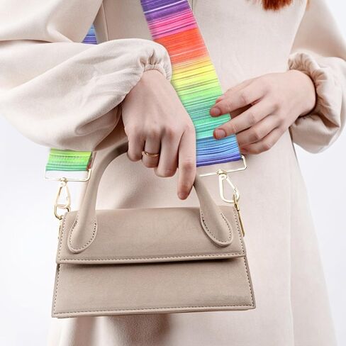 حزام محفظة أنيق بألوان قوس قزح، أحزمة بديلة لحقيبة كروس، 2 بوصة أشرطة عريضة قابلة للتعديل لحقيبة يد الجيتار المسائية ومقابض حقيبة الكتف in Kuwait