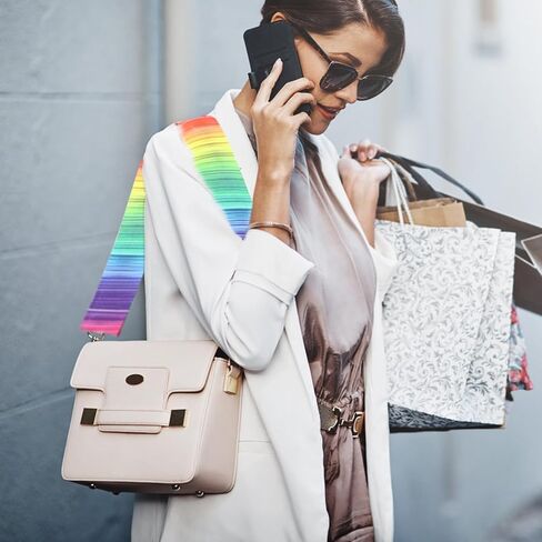 حزام محفظة أنيق بألوان قوس قزح، أحزمة بديلة لحقيبة كروس، 2 بوصة أشرطة عريضة قابلة للتعديل لحقيبة يد الجيتار المسائية ومقابض حقيبة الكتف in Kuwait