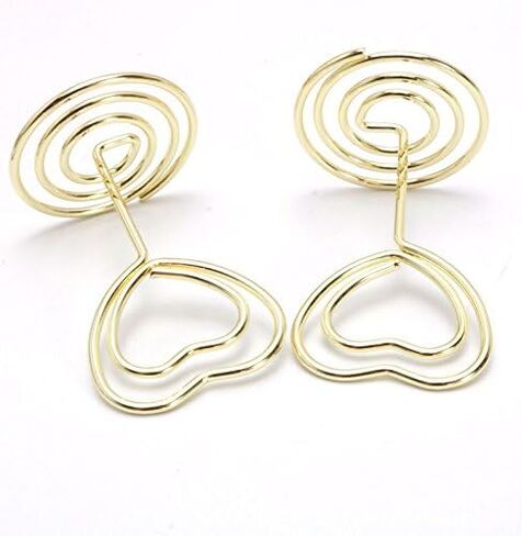 حامل مذكرة لبطاقة مكان على شكل قلب صغير، حامل صورة، مشبك ملاحظات لتزيين حفلات الزفاف، حزمة 10 قطع (ذهبي) in Kuwait