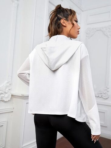 GORGLITTER Women's Zip Up Athletic Hoodies Fishnet Jacket Mesh Lightweight Workout Track Jackets in Kuwait